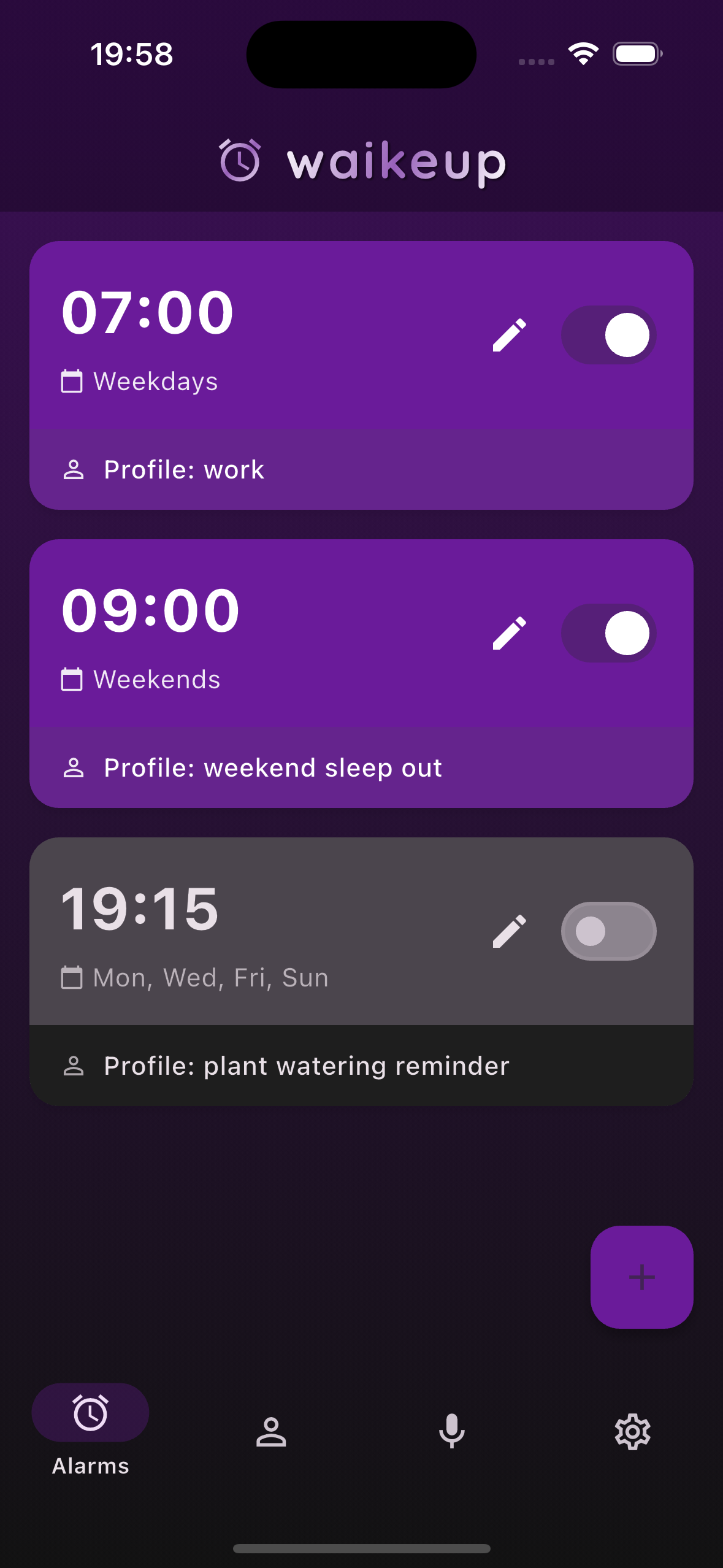Alarm Connection Screen
